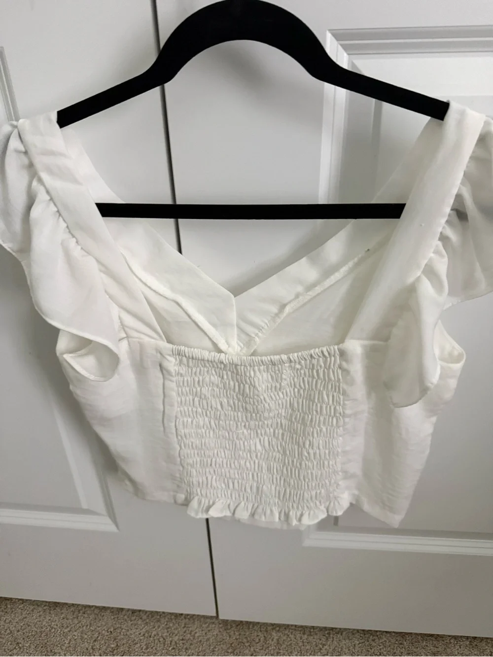White Ruffle Off-Shoulder Crop Top - Picture 2 of 6